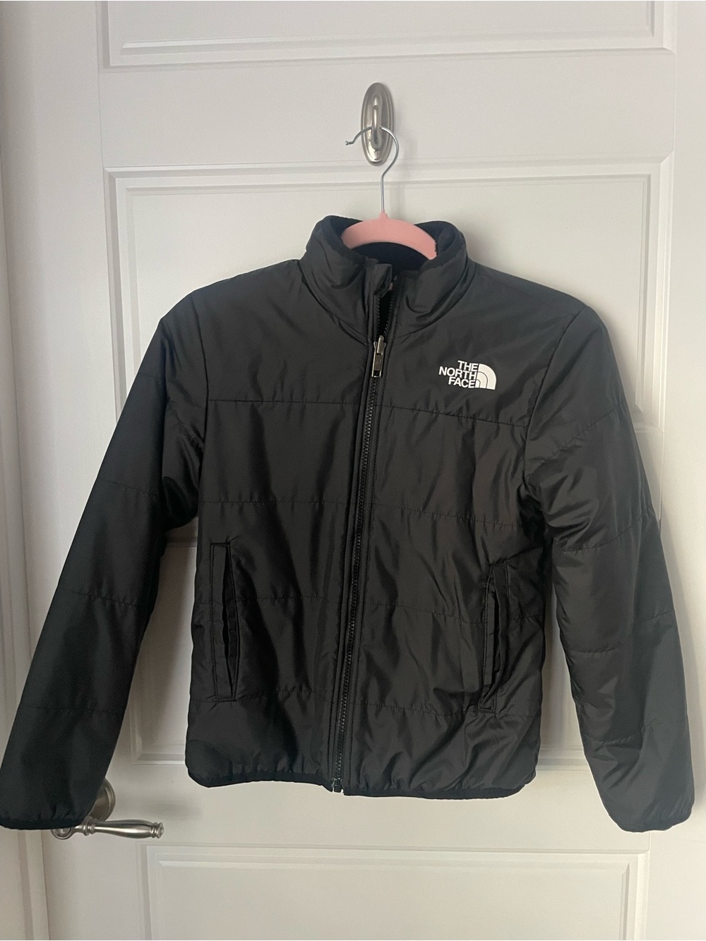The North Face Girls Reversible Black Fleece Jacket Size kids 12